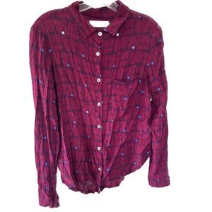 Ava Sky Fight Eel Women's Long Sleeve Button Down Blouse Chest Pocket XS